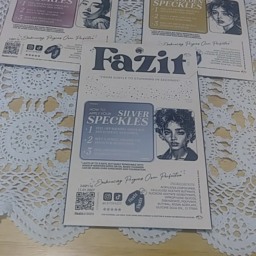 Glitter Makeup Patches - Speckles Collection, Fazit gold, silver, rose speckles